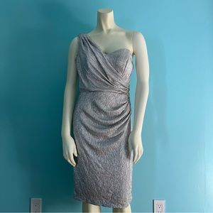 Cache One-Shoulder Metallic Cocktail Prom Dress